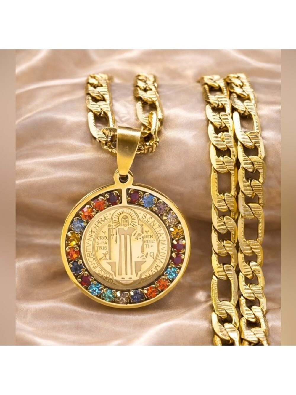 Saint Benedict Medallion Cuban Link Necklace